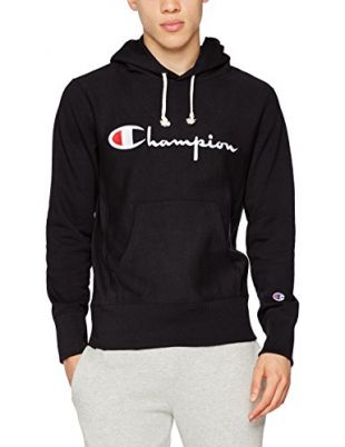 Champion Reverse Weave Hooded Sweatshirt Homme Noir (NBK) Large (Taille Fabricant: L) Lot de