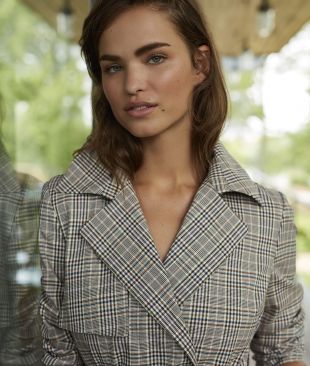 MICKA - TRENCH LONG MOTIF PRINCE DE GALLES