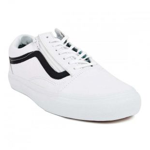 Vans Premium Leather Old Skool Zip Trainers | White/Black | eBay  -Size 3