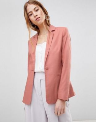 ASOS DESIGN   Blazer droit ajusté en lin at asos.com