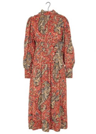 LAURENCE BRAS  - ROBE MIDI FLUIDE COL MONTANT IMPRIMÉ FLORAL EN CRÊPE FANNY