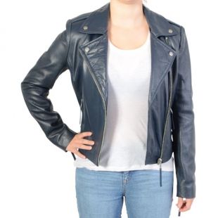 Blouson en Cuir Serge Pariente City Girl Navy | eBay