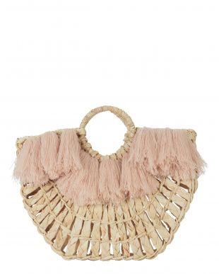 Maria Pink Fringe Straw Tote