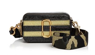Snapshot Glitter Stripe Leather Camera Bag Gold Multi/Gold