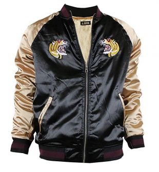 Access Men's Embroidered Bomber Souvenir Satin Jacket
