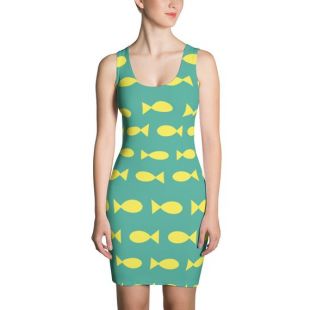 green dress with yellow fish