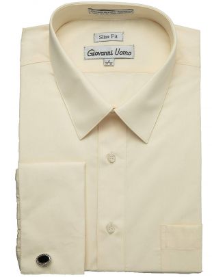 Gentlemens Collection Men's 1921FC French Cuff Solid Dress Shirt - Butter - 15 2-3