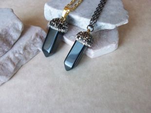Black Onyx Necklace, Black Onyx Pendant, Gemstone Point, Black Onyx Point, Healing Crystal Point, Layering Necklace, Gemstone Appeal, GSA