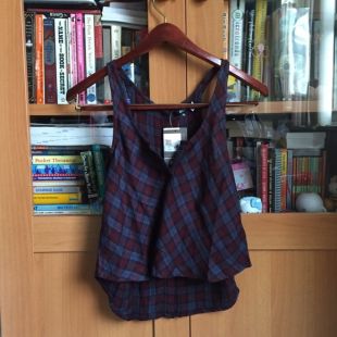 NWT BDG Plaid Tank Button Back Soft Flannel Maroon Urban Outfitters