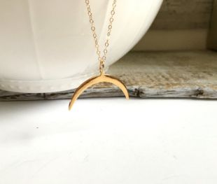 Collier pendentif en corne Double or, or Crescent Moon collier avec pendentif, collier en corne, Double corne collier, sautoir Bohème