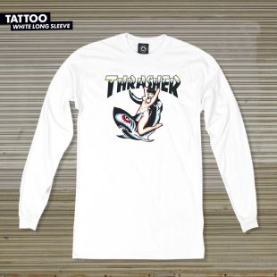 Thrasher Skateboard Magazine Tattoo Logo Long Sleeve Shirt