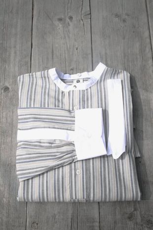 men's Edwardian shirt, vintage style striped shirt for detachable collars, peaky blinders shirt, grey blue striped mens shirt, 1930, 1920