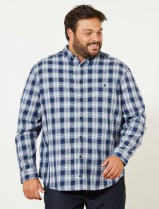 Chemise regular à carreaux écru/bleu marine - Kiabi