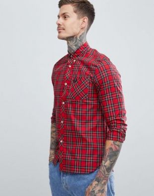 Fred Perry - Chemise à carreaux écossais  - Rouge