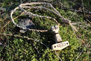 Viking Pagan Mjolnir carved wooden pendant