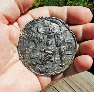 emenow - SALE 1920s Silver Plate Repousse Medieval Man & Wife Working ...