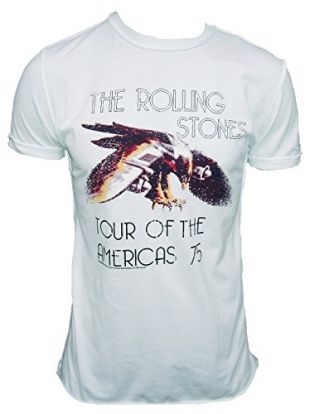 Amplified Vintage Men T-Shirt White Official Rolling Stones Tour Americas 75 XXL