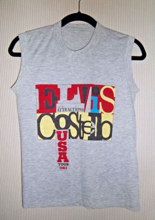 Vintage 1983 Elvis Costello T Shirt Size  Chest 34" PUNCH the CLOCK USA TOUR