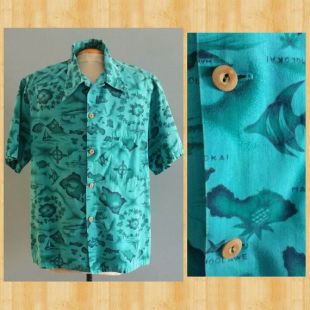 Chemise hawaïenne turquoise pour homme