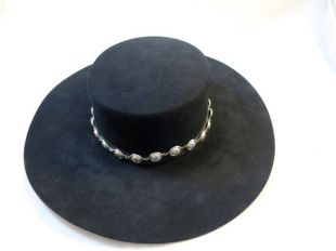 8 X Beaver Hat Black w / chapeliers personnalisé Billings Mont USA Womens 6 1/2 taille fait sur mesure Silver Band Concho Vintage Rand chapeau de Western en feutre