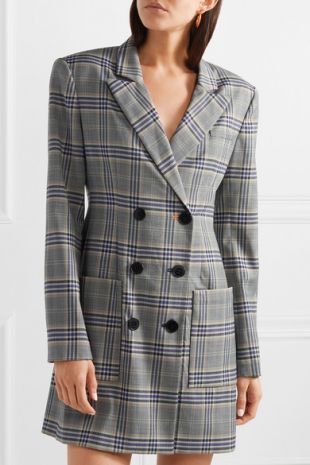 Mini robe à double boutonnage en crêpe à carreaux