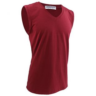 MagiDeal T-Shirt Col V Débardeur Sans Manches Haut En Coton Gym Vêtement Yoga Pour Homme - Rouge, 2XL