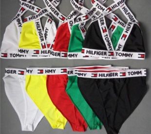 tommy hilfiger bikini 2 piece set with padded bra size medium black and whiteÂ  | eBay