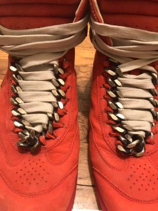 Maison Margiela Red Suede Chain Embellished Hightops Size 12 $471