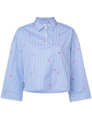 Kule Blouse Crop Rayée à Broderies   Farfetch