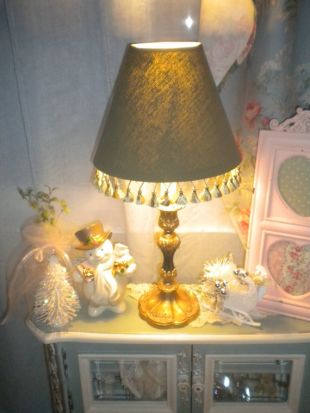Spectaculaire Accent Français en or et vert lampe, lampe Boudoir