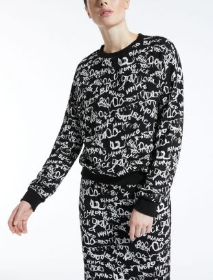 Sweat en jersey jacquard, noir