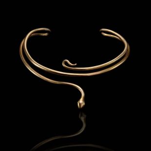 Collier Serpent Vintage En Laiton Doré - Bijou Fantaisie Occasion - Design Rétro