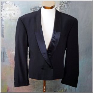 Veste de smoking pantacourt bleu marine, rétro masculine européenne vetu court Vintage Tux veste : XXL (46 U.S. / UK)
