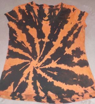 Women's cotton Tie dye T-shirt "orange spiral" size L, new   | eBay