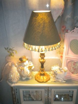 Spectaculaire Accent Français en or et vert lampe, lampe Boudoir