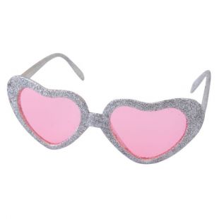 Lunettes forme cœur rose cadre argent