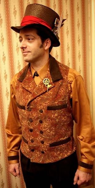 Gilet steampunk gilet Regency anglais mariage victorien gilet en cuivre et velours de coton de rouille