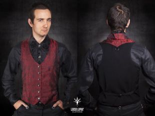 Brocard rouge pour homme en soie et laine convenant gilet de lémurien lâche Clothing