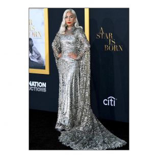 Givenchy custom couture metallic silver gown