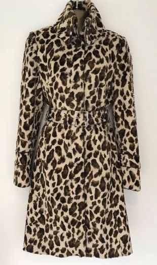 Karen Millen Statement Faux Fur Leopard Animal Print Trench Coat UK 12  | eBay