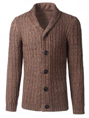 Twist Striped Shawl Collar Button Up Texture Cardigan