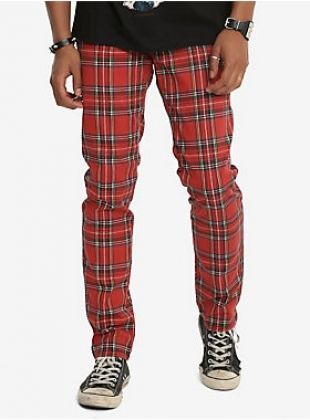 Hottopic - Tripp Red Tartan Plaid Skinny Pants