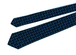 Tricot en zigzag bleu et noir cravate, vintage des années 1960, à la main lavable prêt à porter, fière allure sur votre premier emploi ou votre la plus importante réunion #47