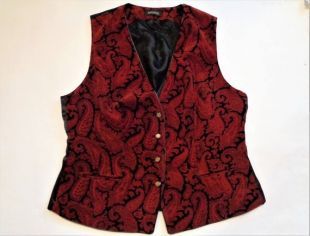 Womens Vest, gilet rouge Paisley en velours côtelé, velours côtelé femmes gilet, veste sans manche, Renaissance victorienne Womens Vest, taille US 12 / UK16