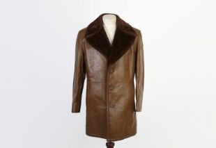 VESTE en cuir vintage des années 70 / 1970 s Lakeland fausse fourrure doublée cuir marron manteau M   L