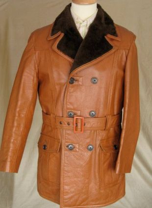 Vintage 70s LEATHER JACKET / 1970s Lakeland Faux Fur Lined Brown Leather Coat