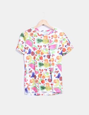 T shirt blanc imprimé fruits - Micolet