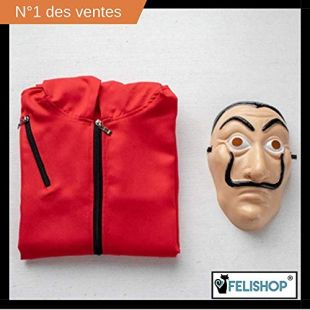 FELISHOP Déguisement CASA de Papel, Masque Dali Offert + Combinaison (Taille S, M, L, XL, XXL) Officiel®