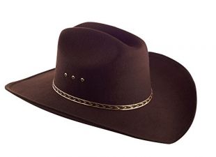 Faux Felt Wide Brim Western Cowboy Hat (Large/X-Large / 7 1/4-7 5/8, Brown)