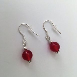 RUBIS Boucle d'oreilles pendantes crochets argent 925